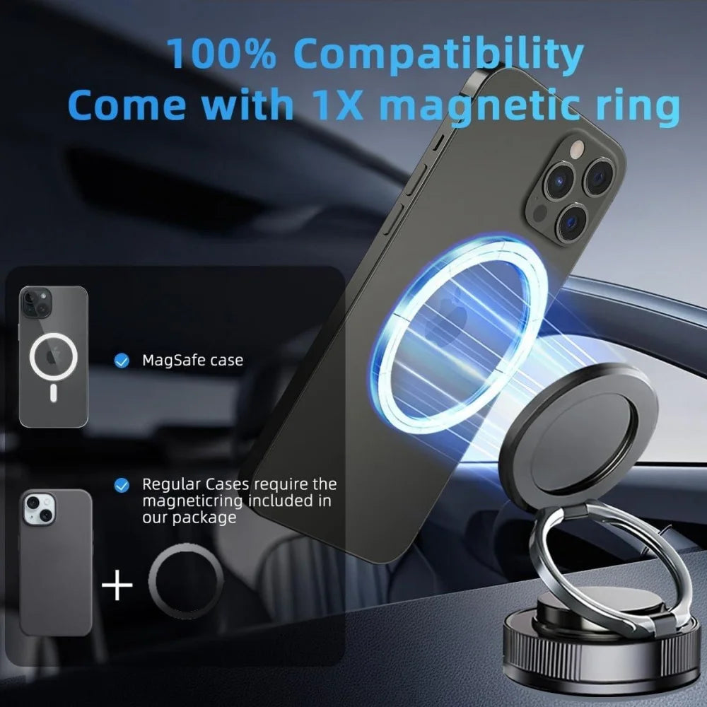 Car Phone Magnetic Stand with Mechanical Vacuum Suction Cup, 360 Degree Rotation °