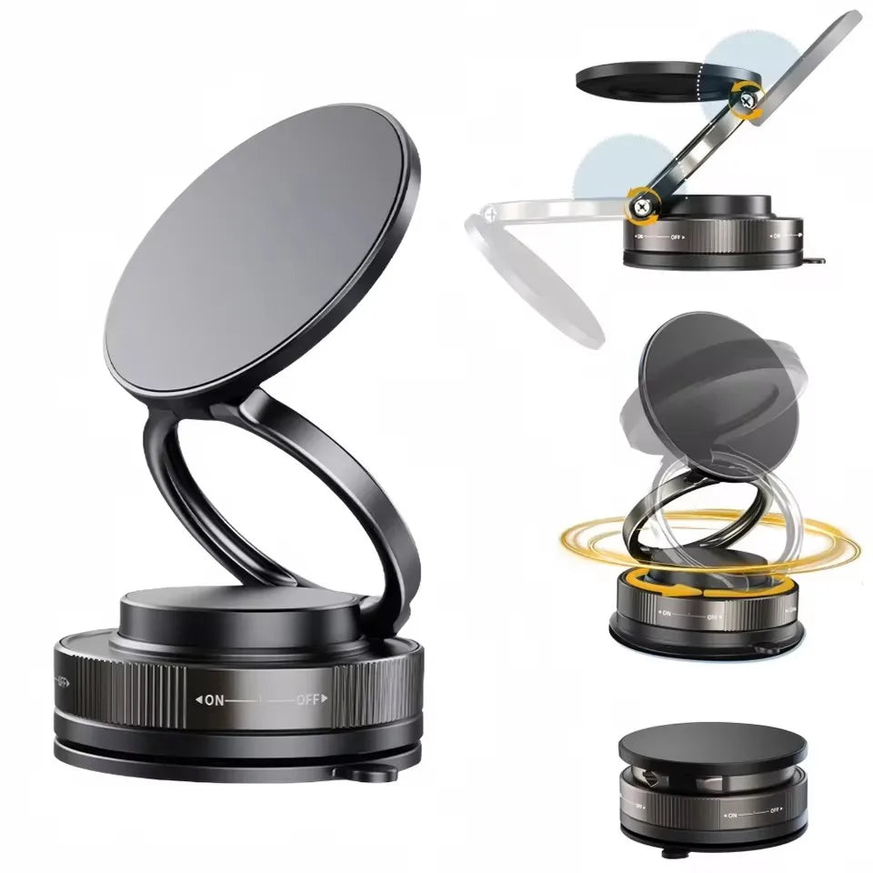 Car Phone Magnetic Stand with Mechanical Vacuum Suction Cup, 360 Degree Rotation °
