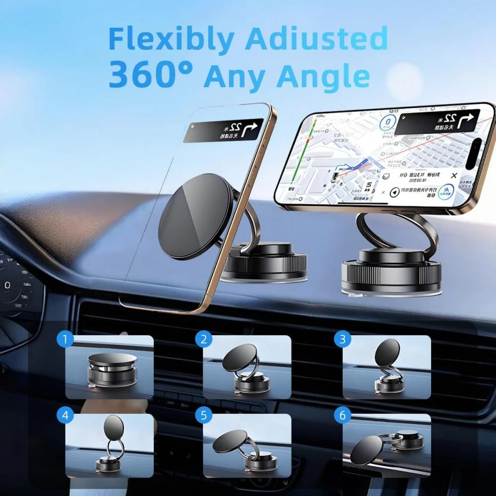 Car Phone Magnetic Stand with Mechanical Vacuum Suction Cup, 360 Degree Rotation °