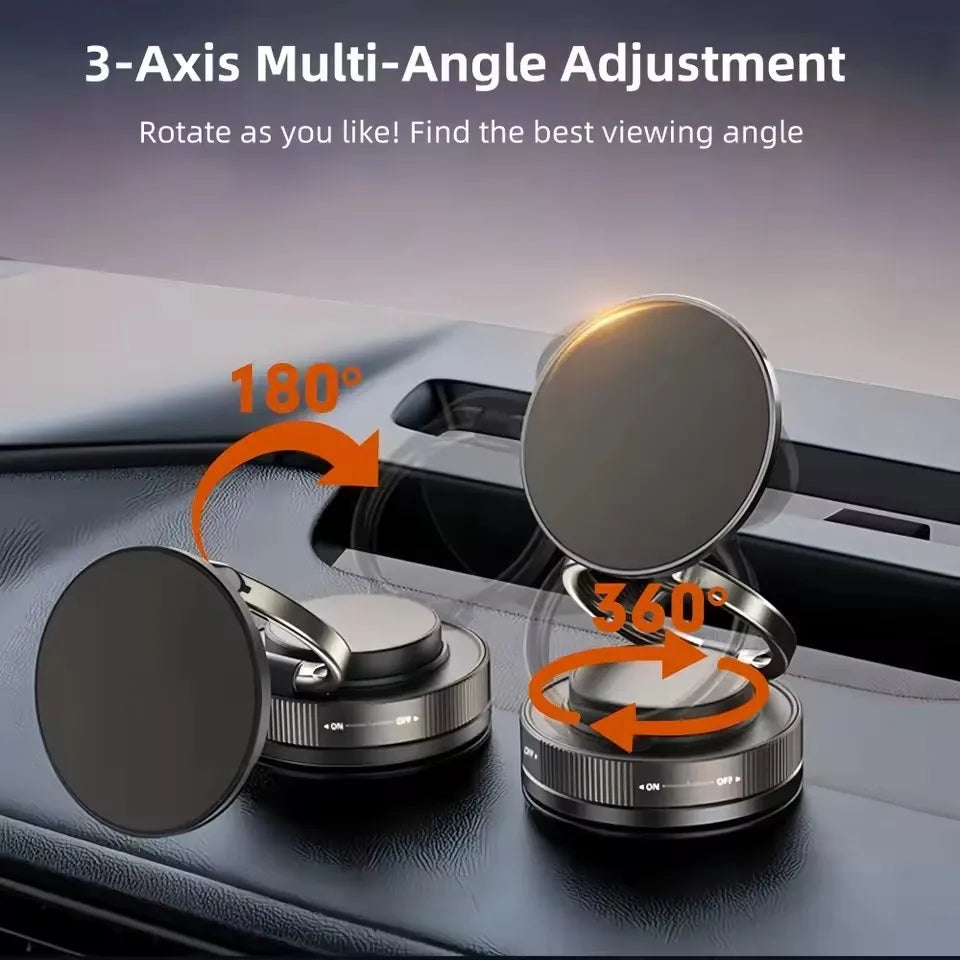 Car Phone Magnetic Stand with Mechanical Vacuum Suction Cup, 360 Degree Rotation °